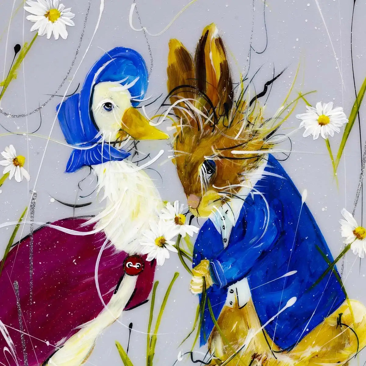 Peter Rabbit & Jemima I - Original - SOLD by artist Rozanne Bell - Wyecliffe Galleries