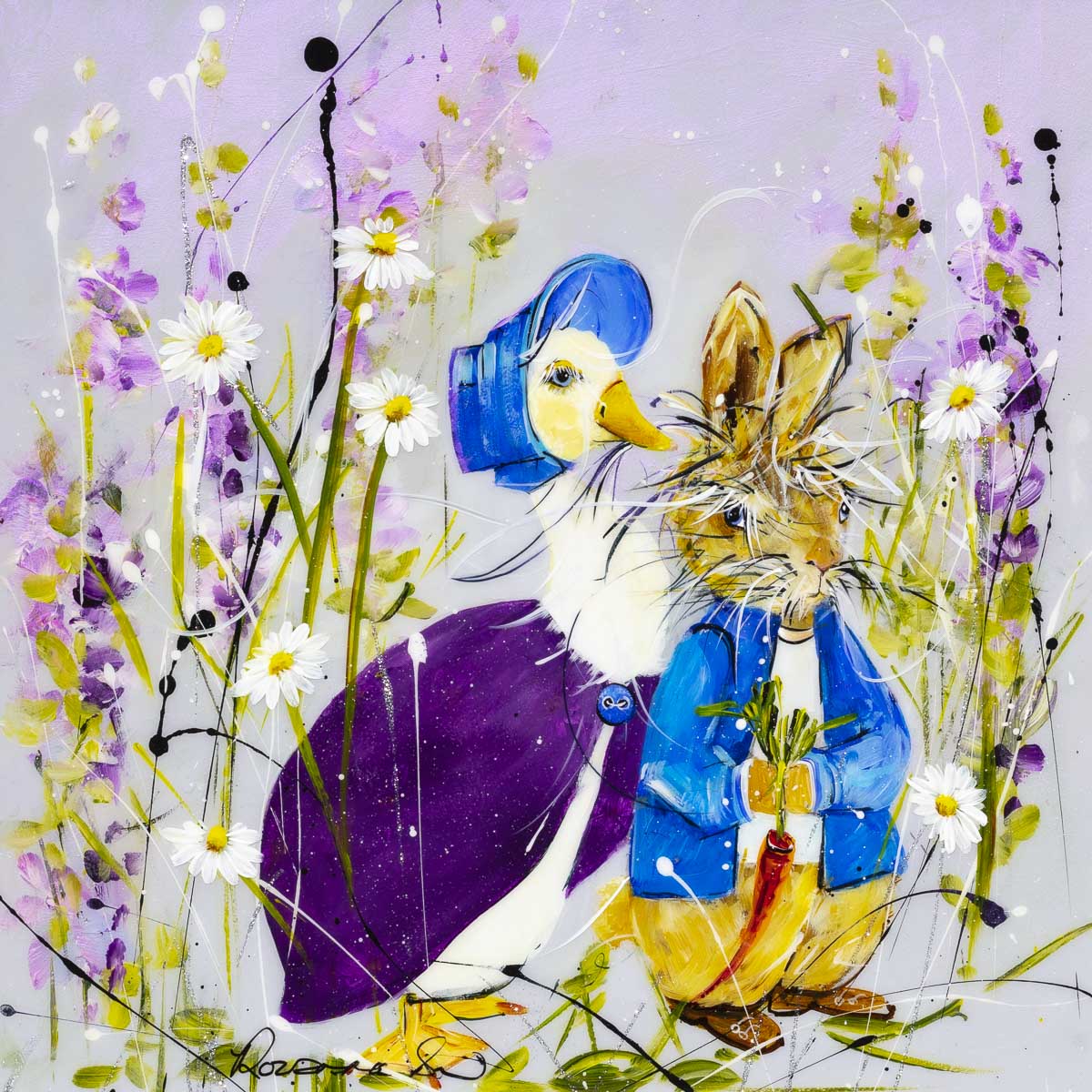 Peter Rabbit & Jemima II - Original Rozanne Bell Framed