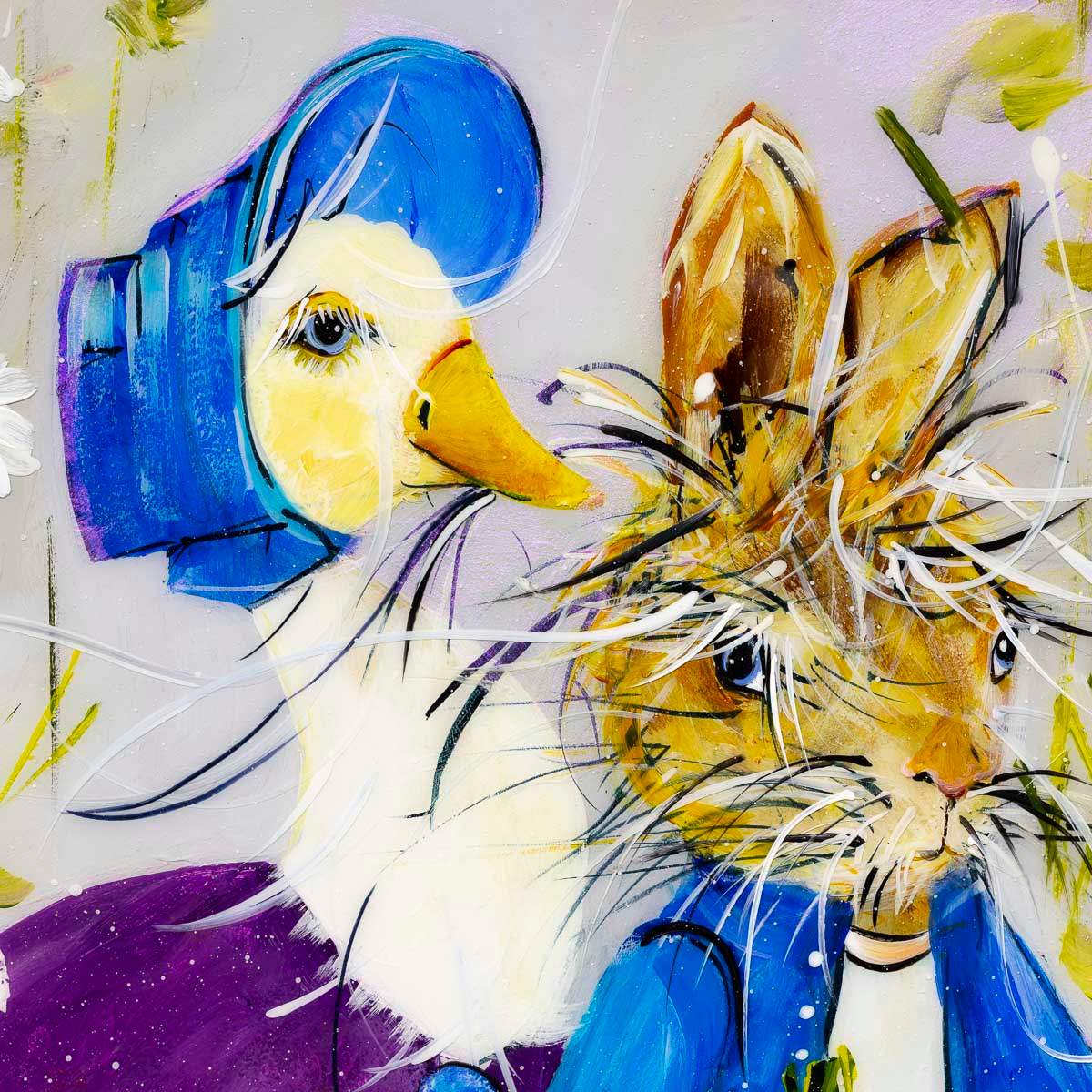Peter Rabbit & Jemima II - Original - SOLD by artist Rozanne Bell - Wyecliffe Galleries