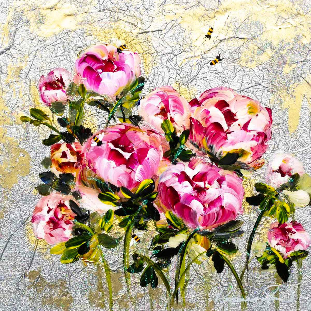 Pink Peonies - Original - SOLD by artist Rozanne Bell - Wyecliffe Galleries