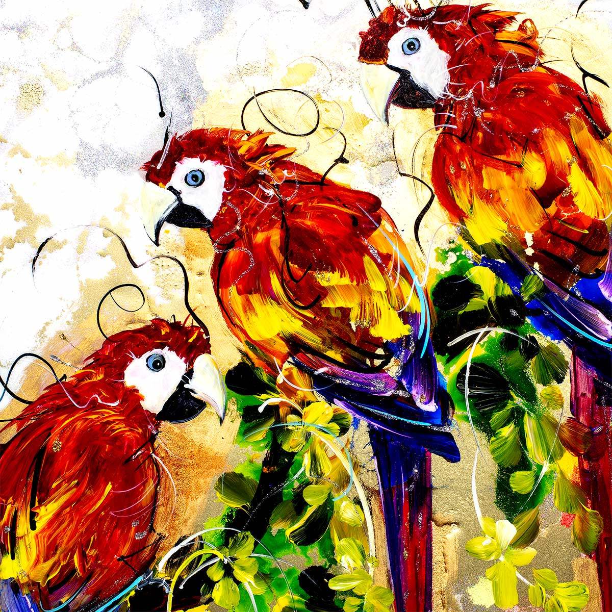 Polly, Percy and Peter - Original SOLD by artist Rozanne Bell - Wyecliffe Galleries