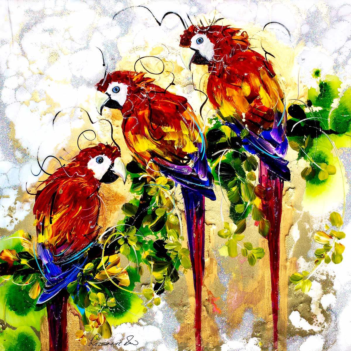 Polly, Percy and Peter - Original SOLD by artist Rozanne Bell - Wyecliffe Galleries