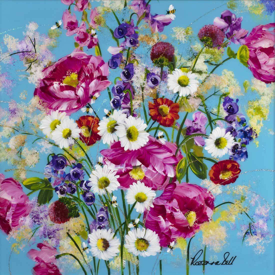 Pop Floral I - Original - SOLD by artist Rozanne Bell - Wyecliffe Galleries
