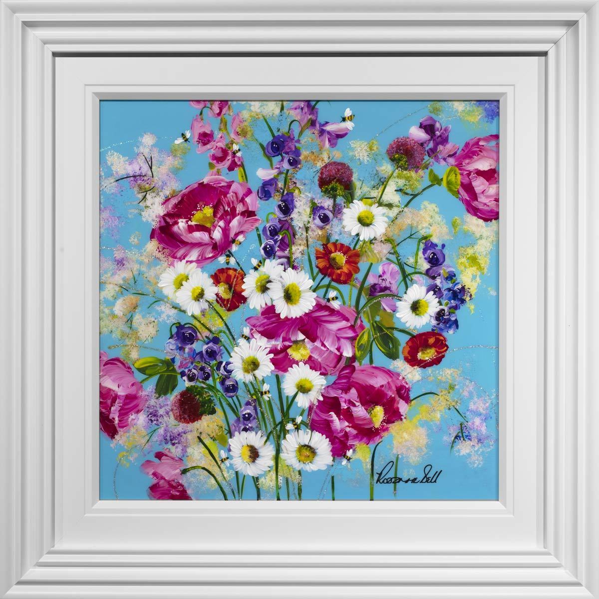 Pop Floral I - Original Rozanne Bell Framed