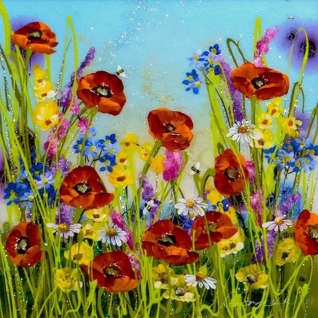 Poppies and Lilac - Original - SOLD by artist Rozanne Bell - Wyecliffe Galleries