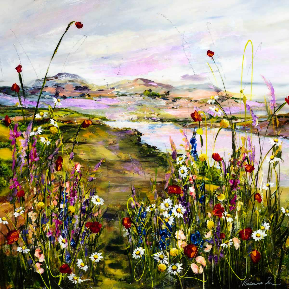 Poppies by the Lake - Original - SOLD by artist Rozanne Bell - Wyecliffe Galleries