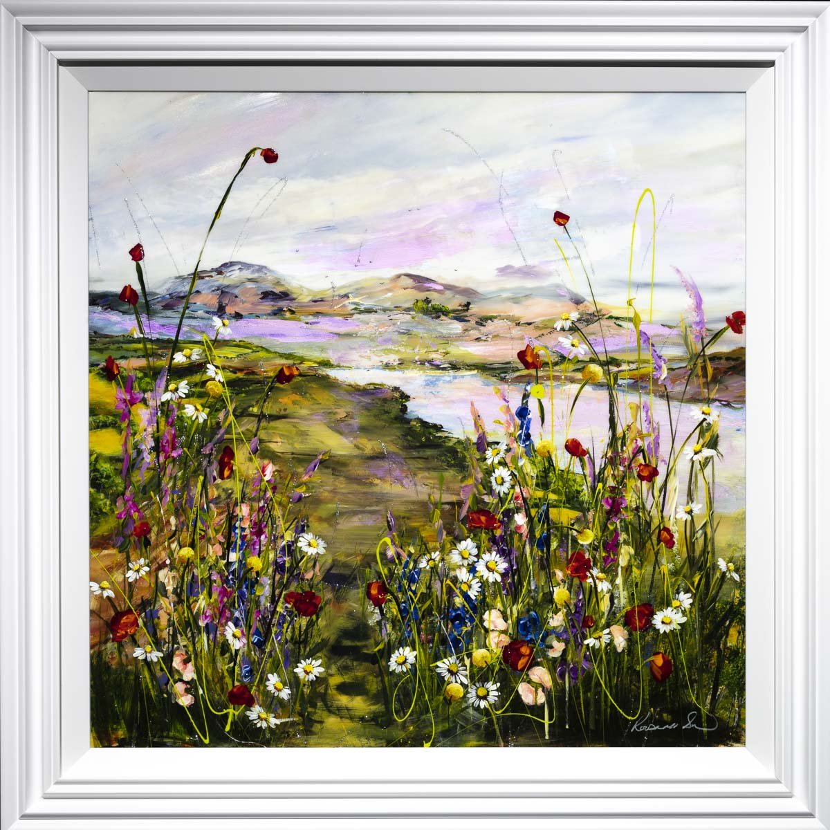 Poppies by the Lake - Original Rozanne Bell Framed