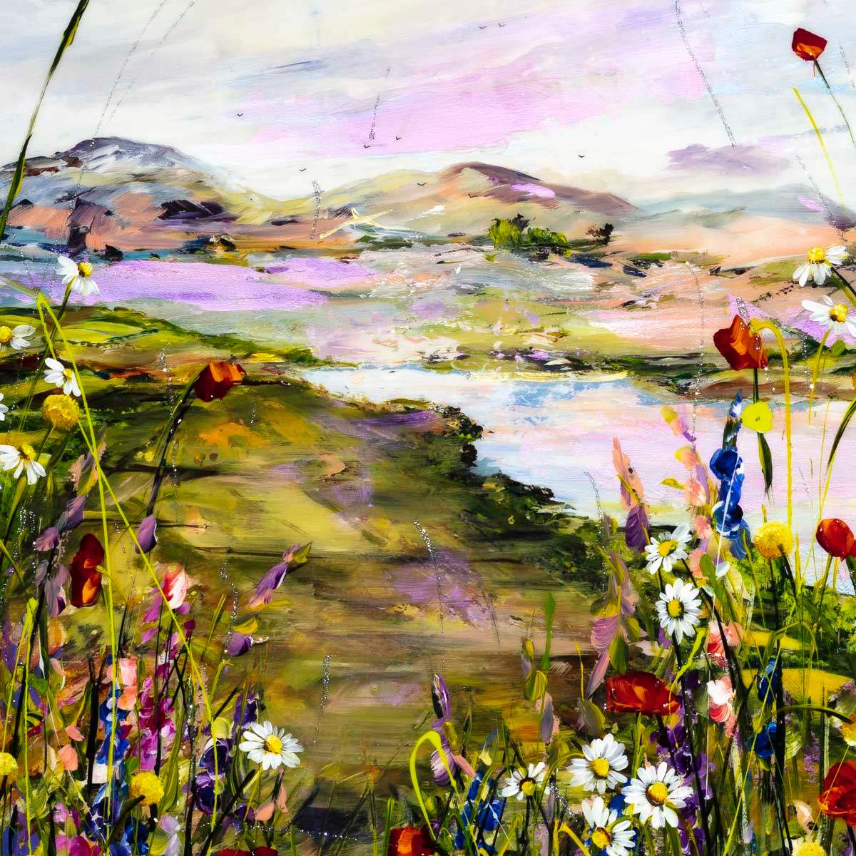 Poppies by the Lake - Original - SOLD by artist Rozanne Bell - Wyecliffe Galleries