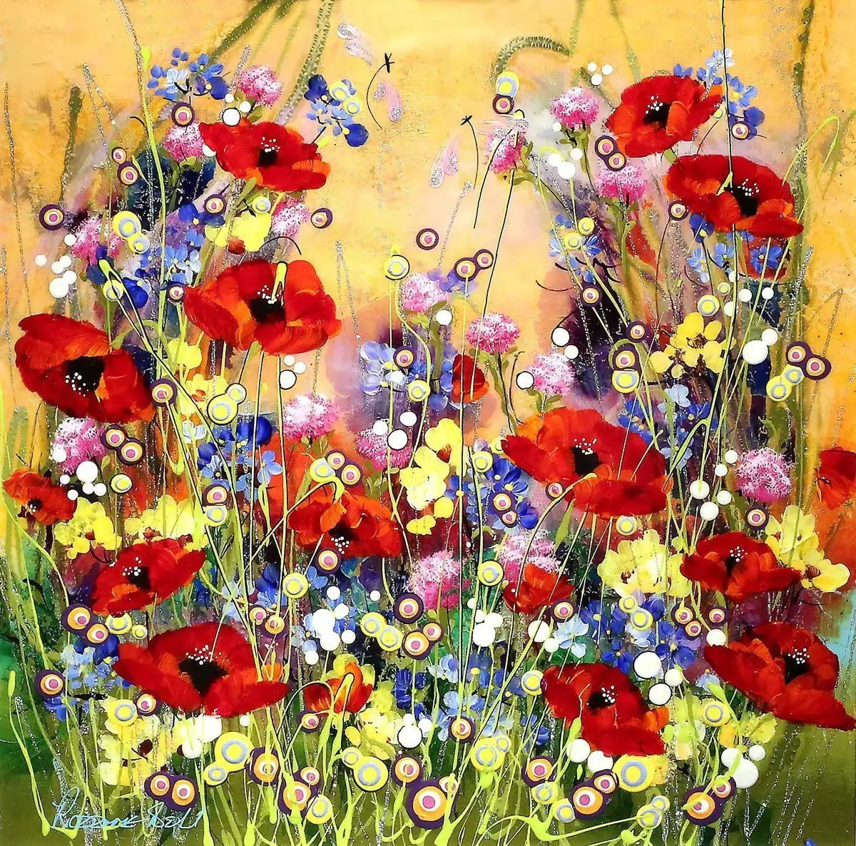 Poppies & Lavender - SOLD by artist Rozanne Bell - Wyecliffe Galleries