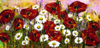 Poppy and Daisy Flourish - Original - SOLD by artist Rozanne Bell - Wyecliffe Galleries