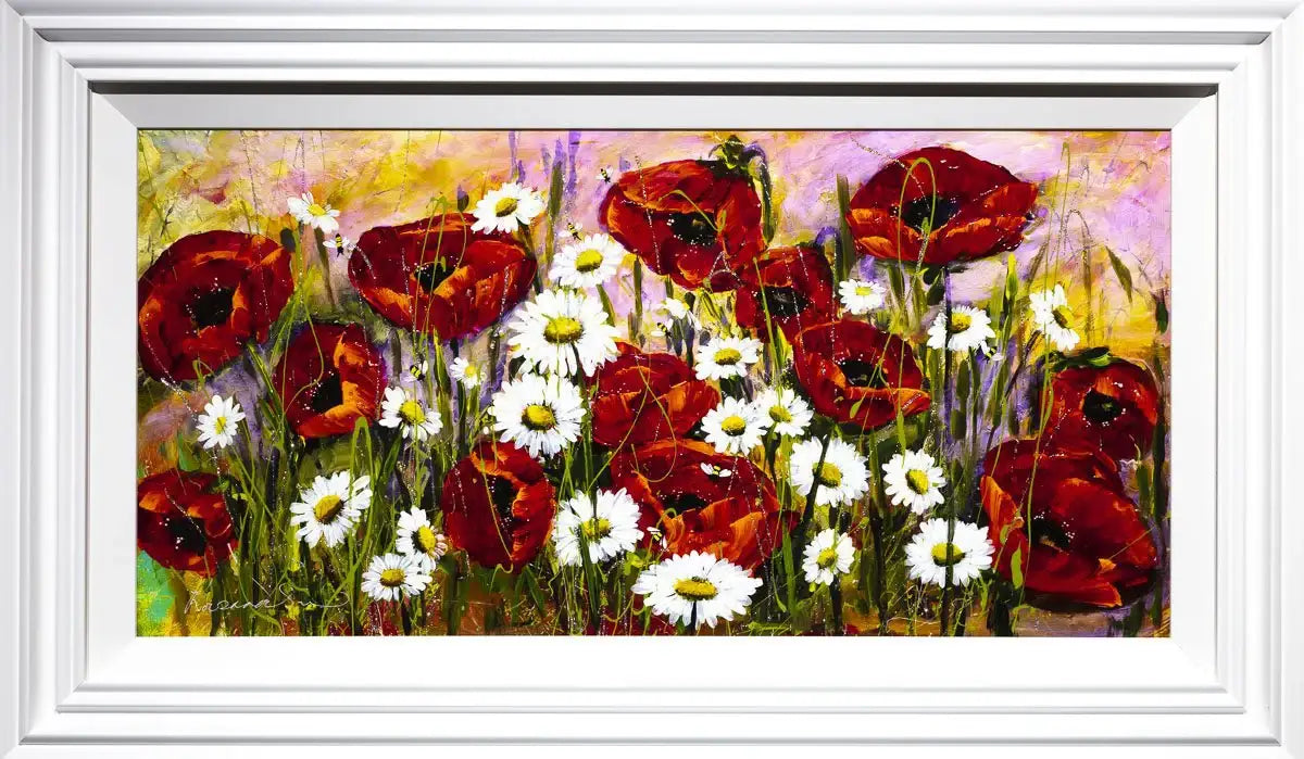 Poppy and Daisy Flourish - Original - SOLD by artist Rozanne Bell - Wyecliffe Galleries