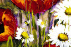 Poppy and Daisy Flourish - Original - SOLD by artist Rozanne Bell - Wyecliffe Galleries
