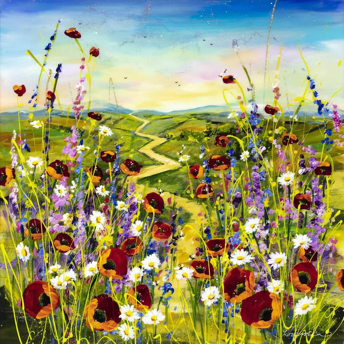 Poppy Pathway - Original - SOLD by artist Rozanne Bell - Wyecliffe Galleries