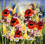 Pretty Poppies I - Original - SOLD by artist Rozanne Bell - Wyecliffe Galleries