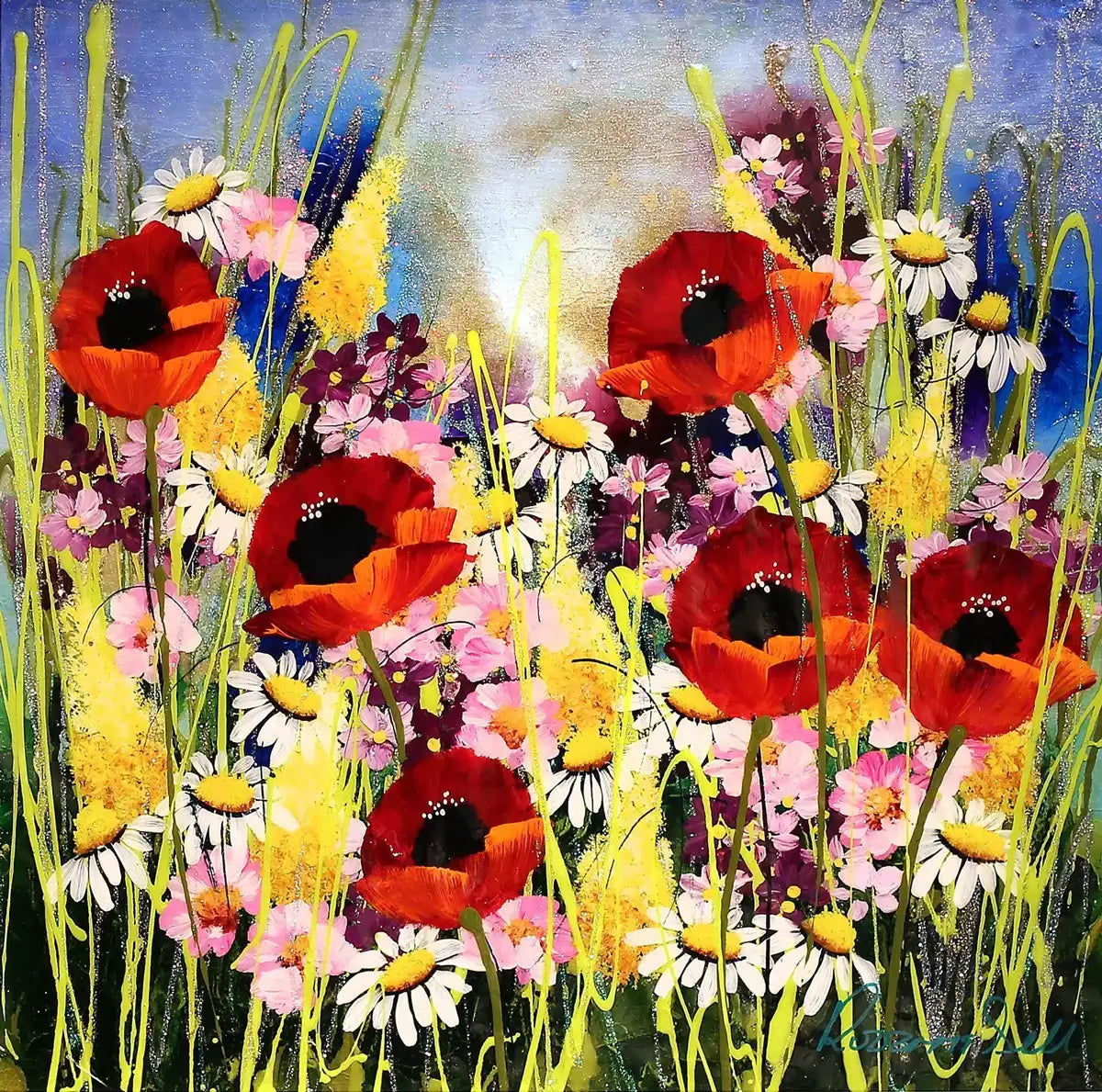 Pretty Poppies I - Original - SOLD by artist Rozanne Bell - Wyecliffe Galleries