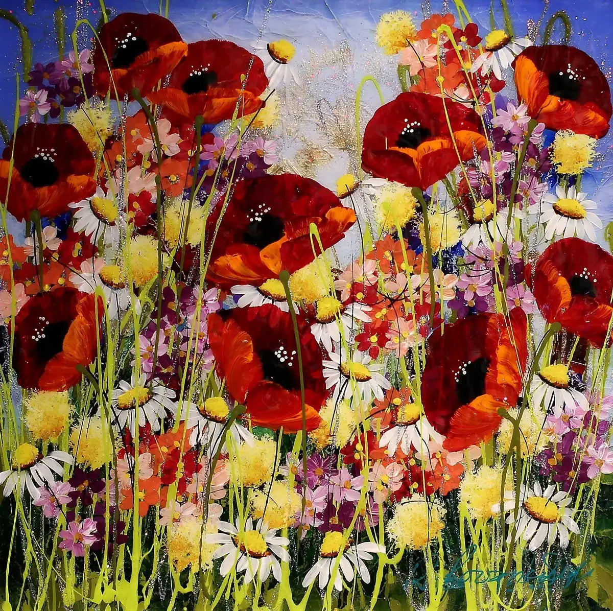 Pretty Poppies II - SOLD by artist Rozanne Bell - Wyecliffe Galleries