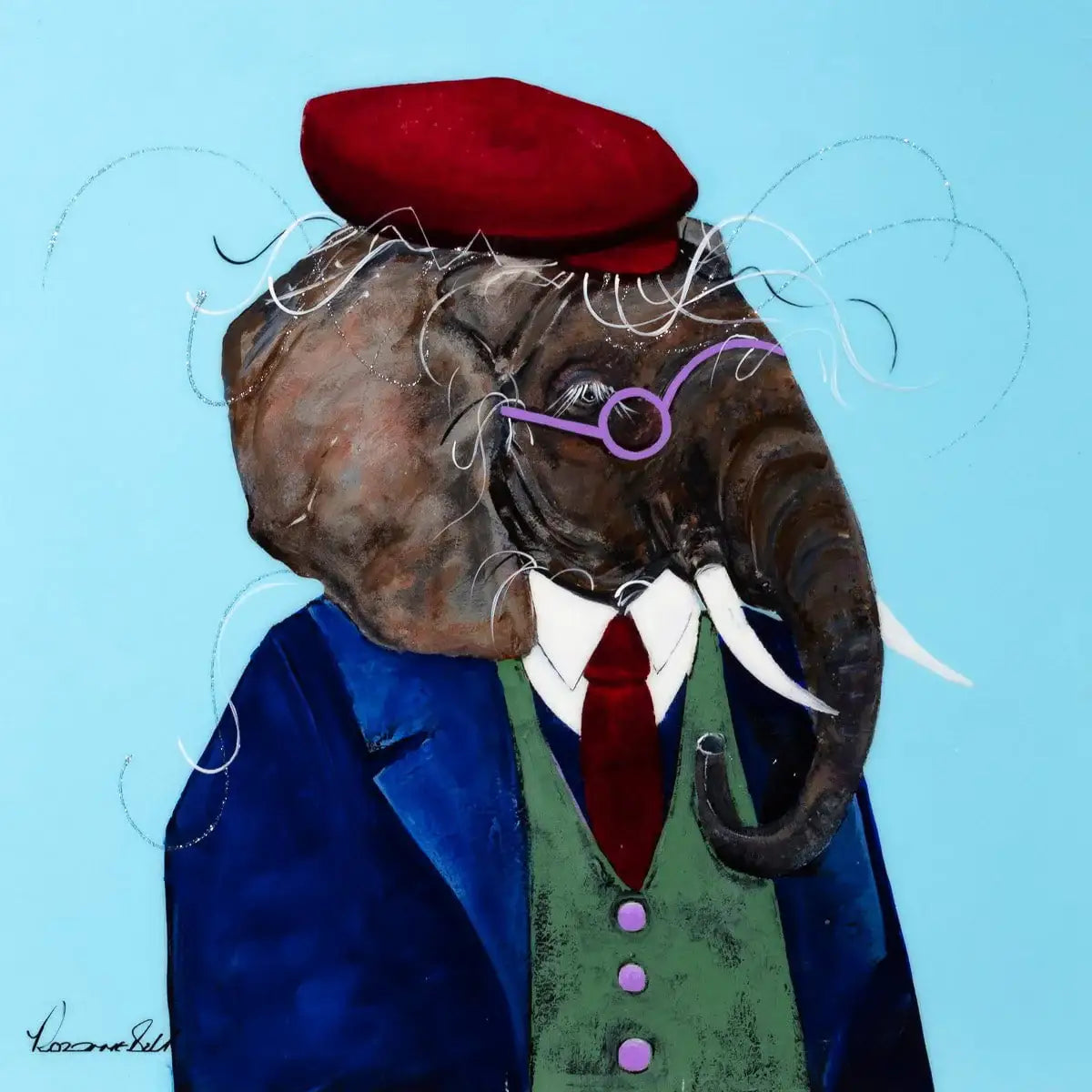 Professor Trunk - Original - SOLD by artist Rozanne Bell - Wyecliffe Galleries