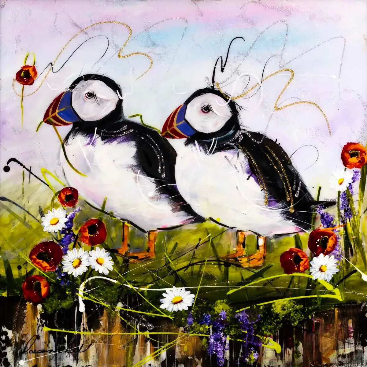 Puffin Along - Original by artist Rozanne Bell - Wyecliffe Galleries