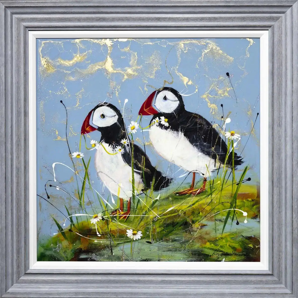 Puffin Play - Original - SOLD by artist Rozanne Bell - Wyecliffe Galleries