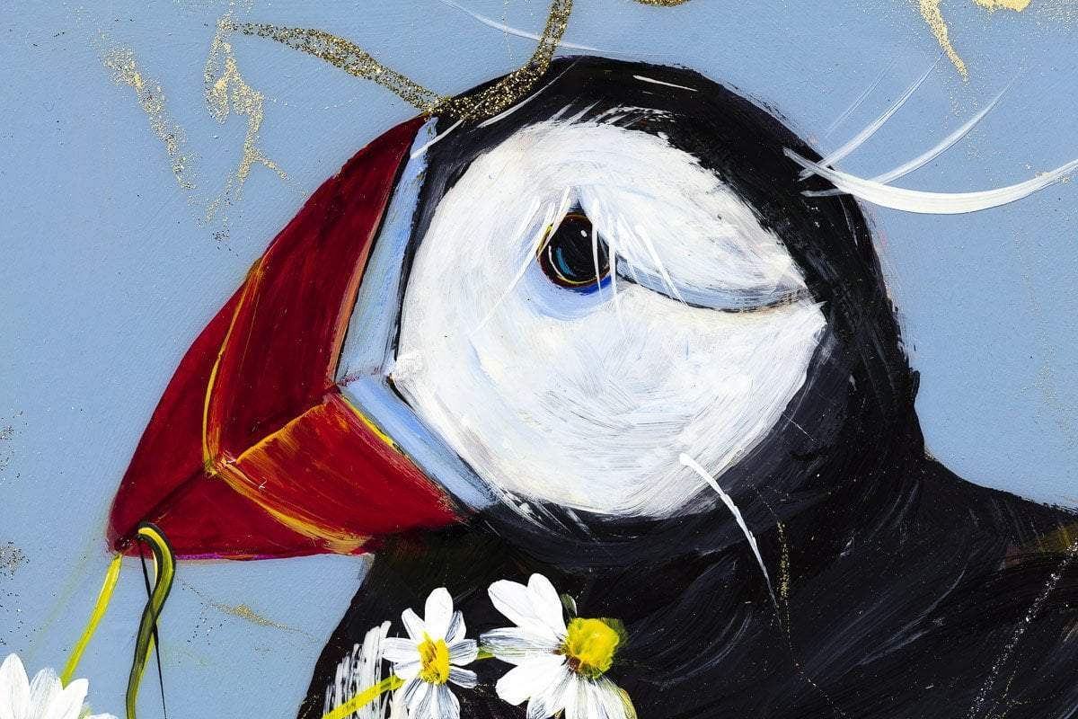 Puffin Play - Original - SOLD by artist Rozanne Bell - Wyecliffe Galleries