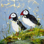 Puffin Play - Original - SOLD by artist Rozanne Bell - Wyecliffe Galleries