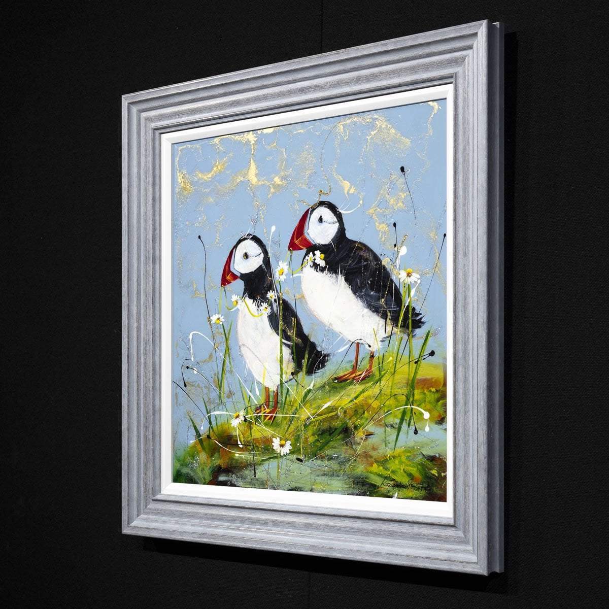 Puffin Play - Original - SOLD by artist Rozanne Bell - Wyecliffe Galleries