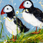 Puffin Play - Original - SOLD by artist Rozanne Bell - Wyecliffe Galleries