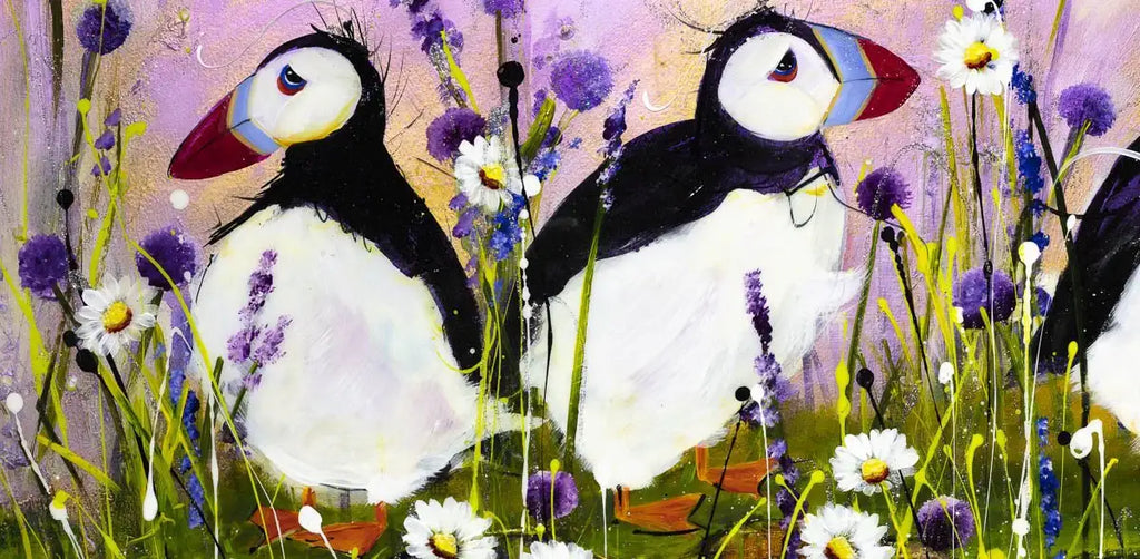 Puffin Away - Original - SOLD by artist Rozanne Bell - Wyecliffe Galleries