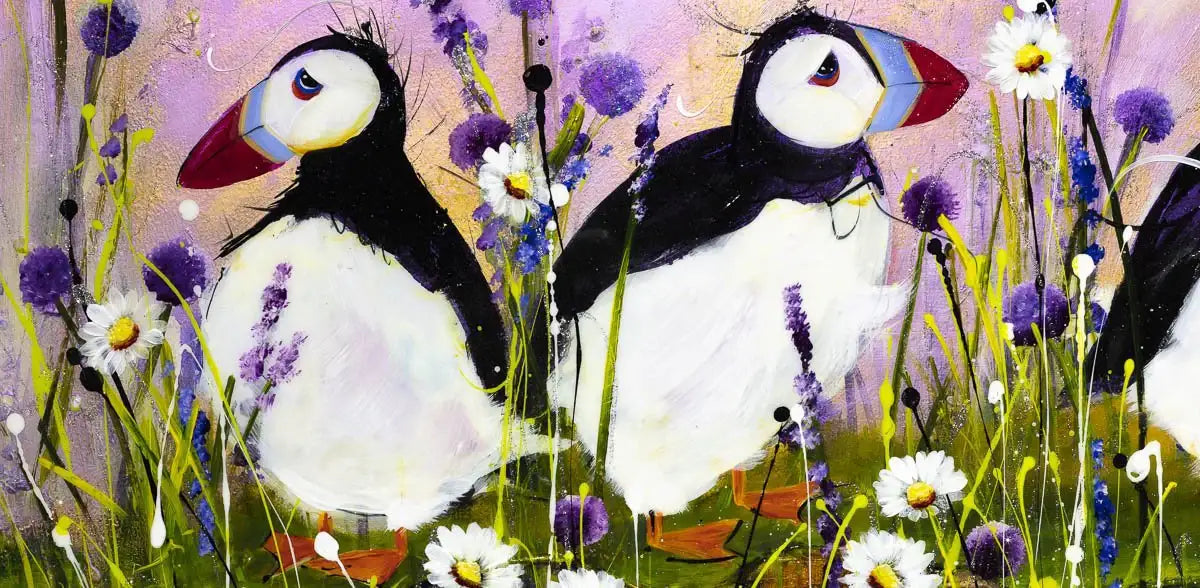Puffin Away - Original - SOLD by artist Rozanne Bell - Wyecliffe Galleries