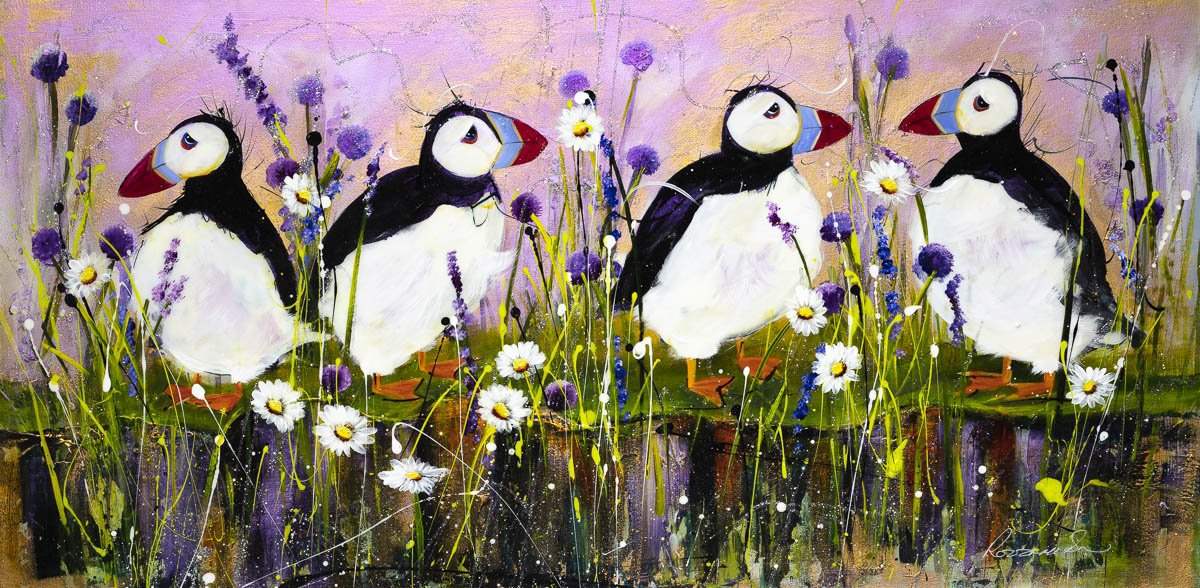Puffin Away - Original - SOLD by artist Rozanne Bell - Wyecliffe Galleries
