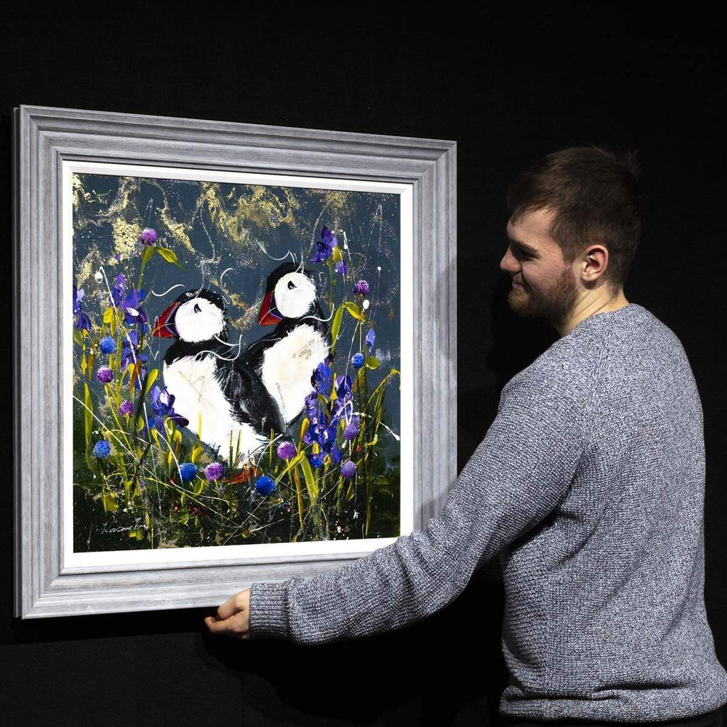 Puffin Love - Original - SOLD by artist Rozanne Bell - Wyecliffe Galleries