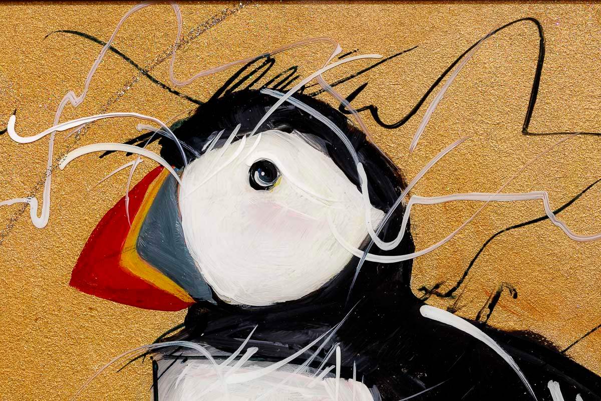 Puffin Passion - Original - SOLD by artist Rozanne Bell - Wyecliffe Galleries
