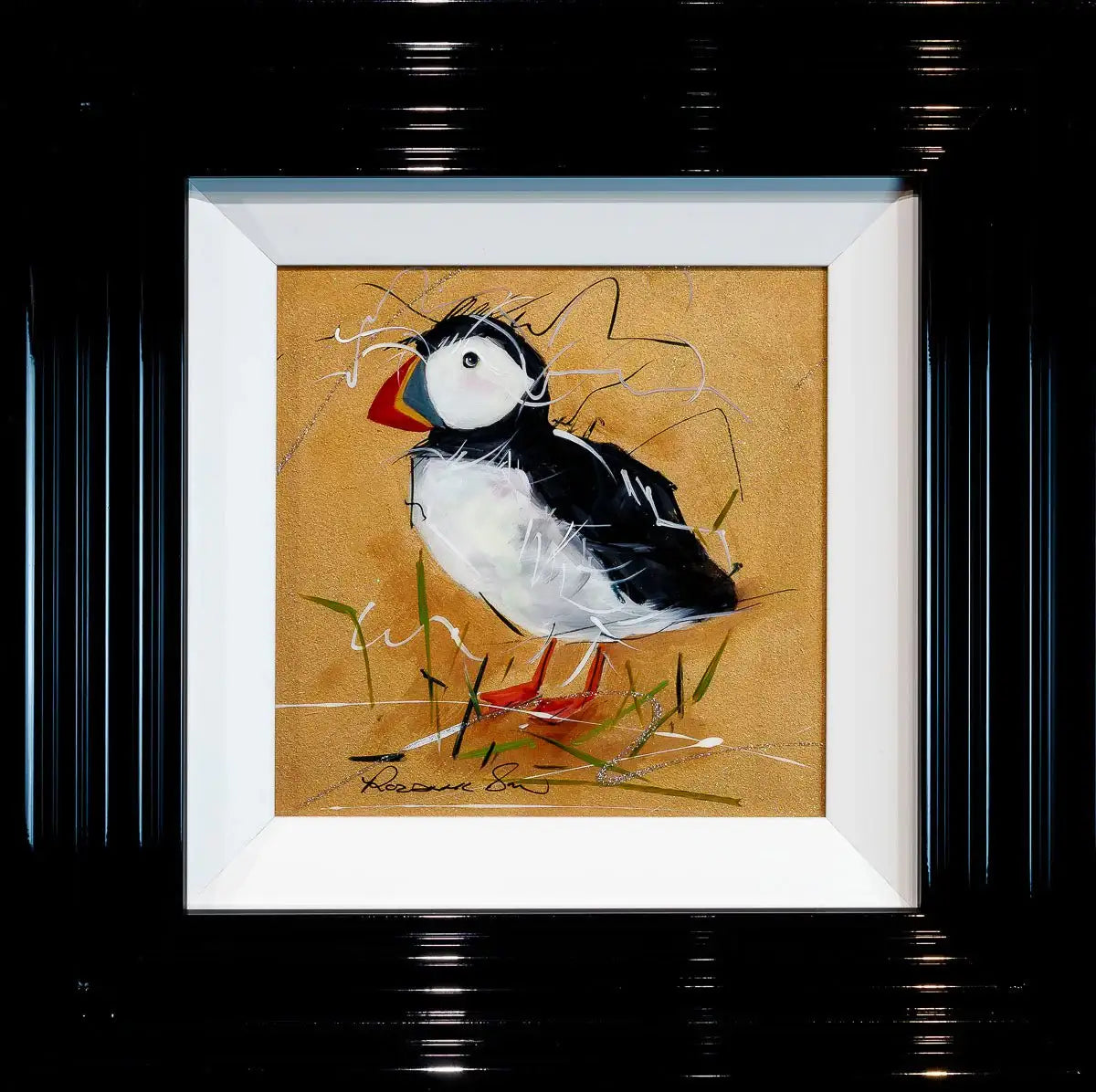 Puffin Passion - Original - SOLD by artist Rozanne Bell - Wyecliffe Galleries
