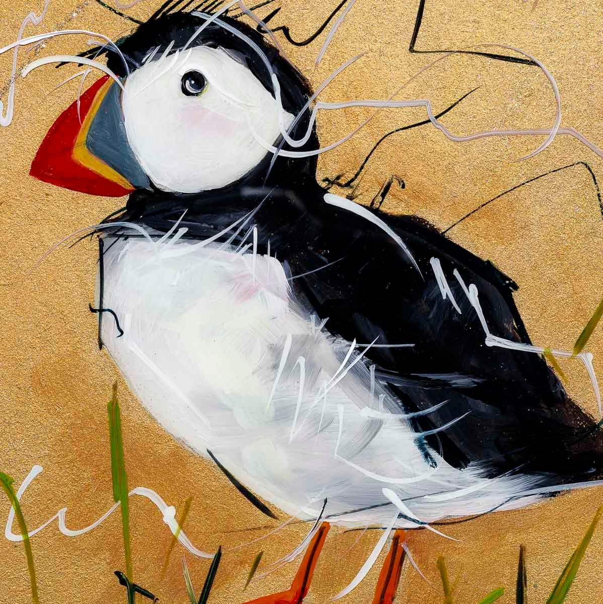 Puffin Passion - Original - SOLD by artist Rozanne Bell - Wyecliffe Galleries