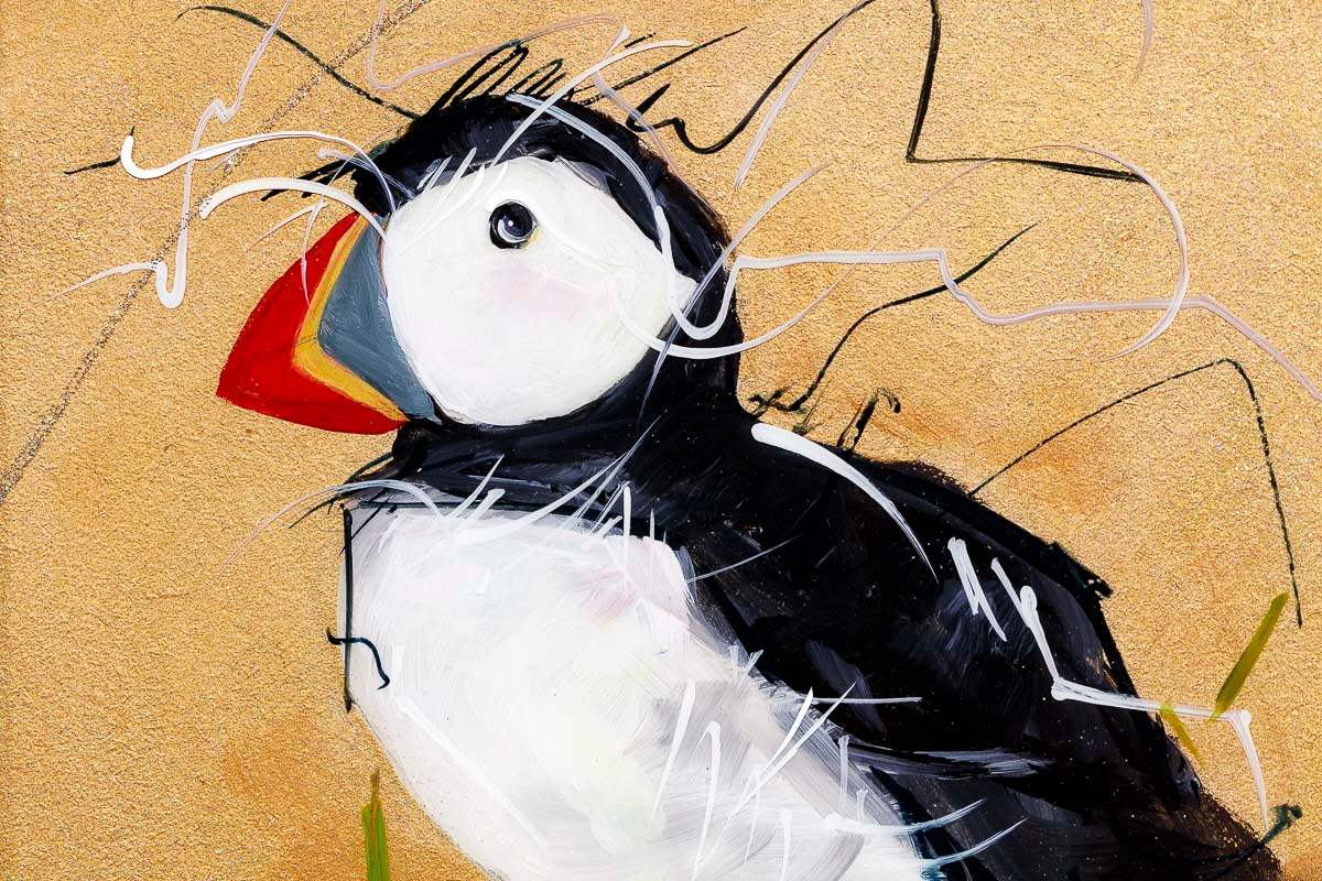 Puffin Passion - Original - SOLD by artist Rozanne Bell - Wyecliffe Galleries
