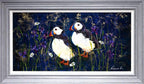 Puffins With Irises - Original - SOLD by artist Rozanne Bell - Wyecliffe Galleries