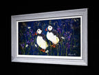 Puffins With Irises - Original - SOLD by artist Rozanne Bell - Wyecliffe Galleries