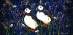 Puffins With Irises - Original - SOLD by artist Rozanne Bell - Wyecliffe Galleries