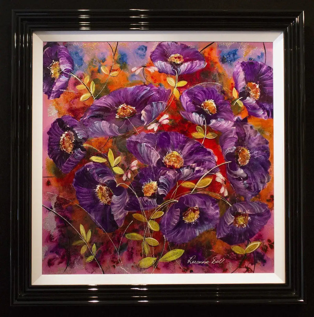 Purple Poppies - SOLD by artist Rozanne Bell - Wyecliffe Galleries