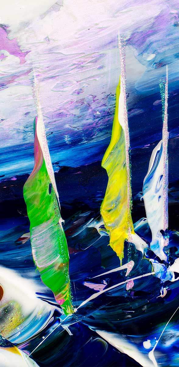 Racing at Night I - SOLD by artist Rozanne Bell - Wyecliffe Galleries