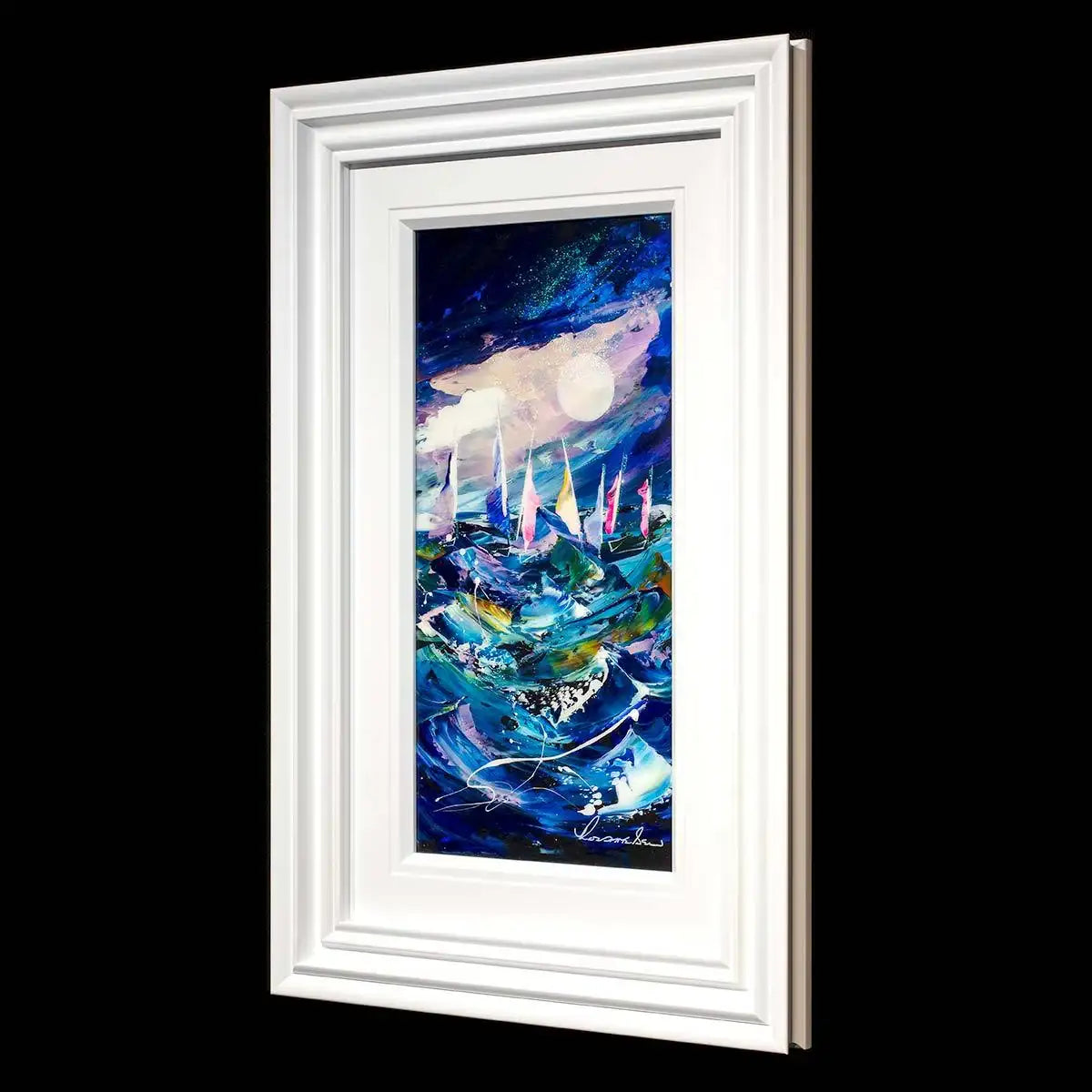 Racing at Night II - Original - SOLD by artist Rozanne Bell - Wyecliffe Galleries