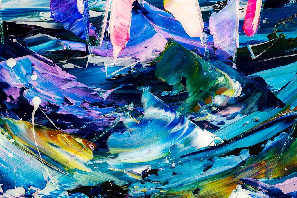 Racing at Night II - Original - SOLD by artist Rozanne Bell - Wyecliffe Galleries