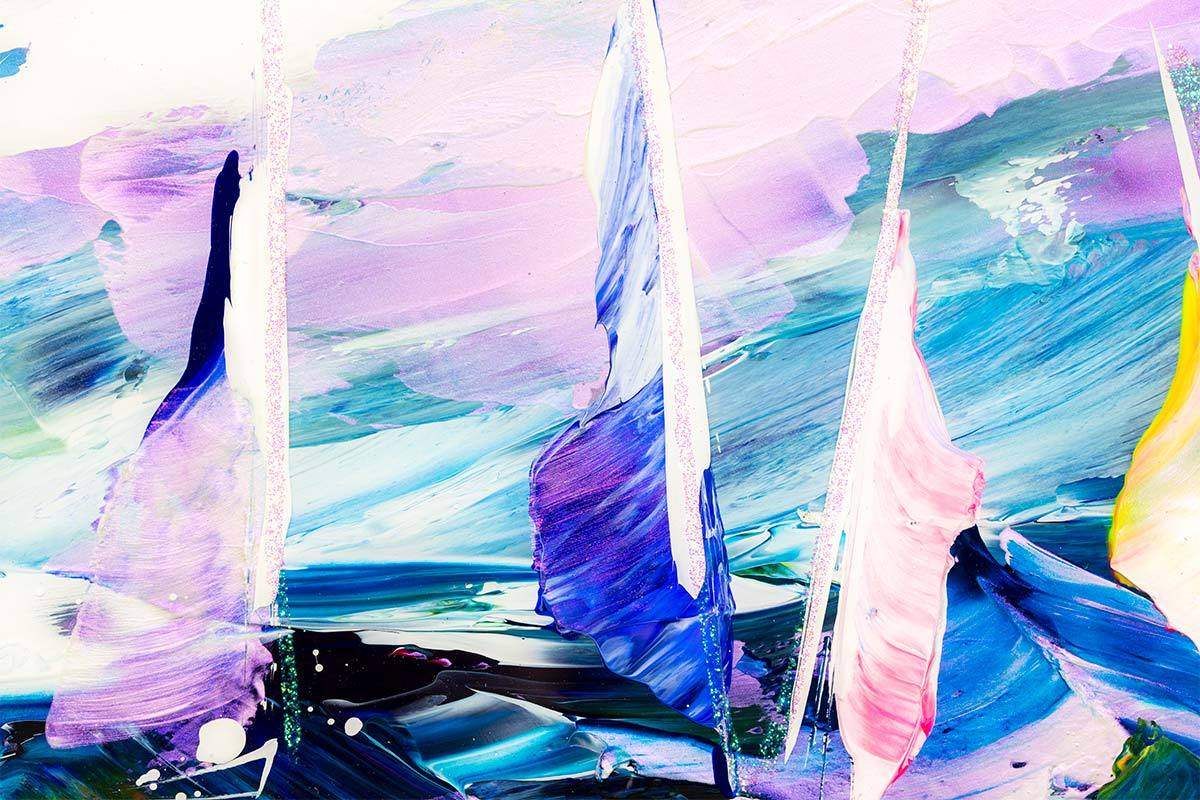 Racing at Night II - Original - SOLD by artist Rozanne Bell - Wyecliffe Galleries