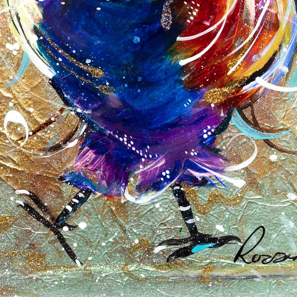 Rainbow Feathers - Original - SOLD by artist Rozanne Bell - Wyecliffe Galleries