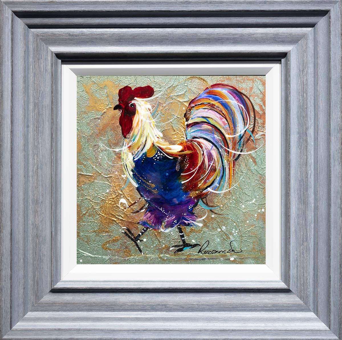 Rainbow Feathers - Original - SOLD by artist Rozanne Bell - Wyecliffe Galleries