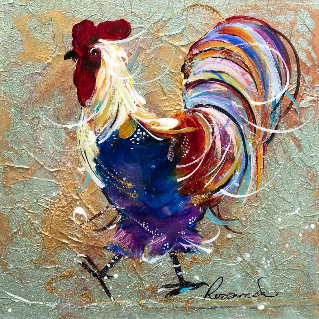 Rainbow Feathers - Original - SOLD by artist Rozanne Bell - Wyecliffe Galleries