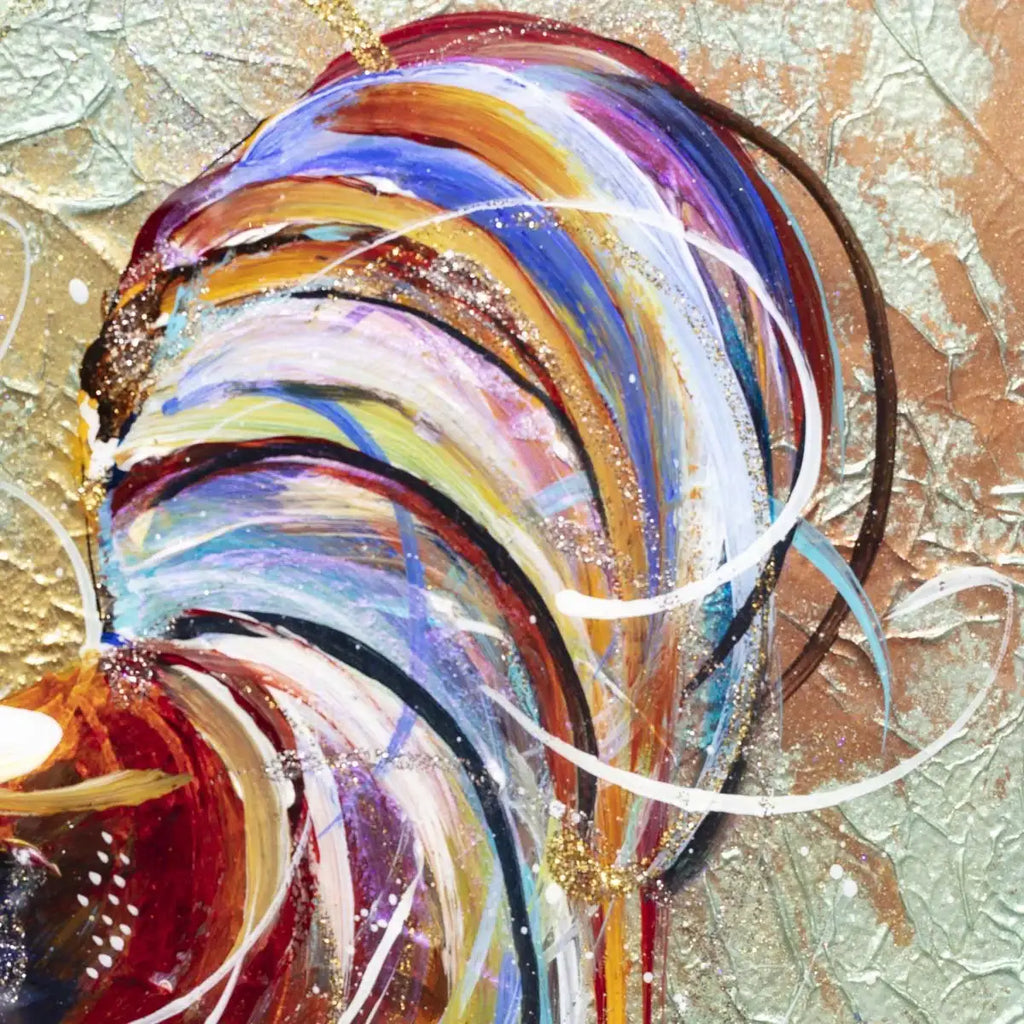 Rainbow Feathers - Original - SOLD by artist Rozanne Bell - Wyecliffe Galleries