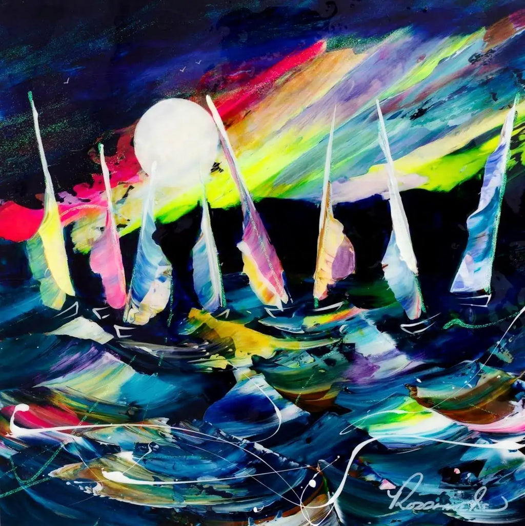 Rainbow Skies - Original - SOLD by artist Rozanne Bell - Wyecliffe Galleries