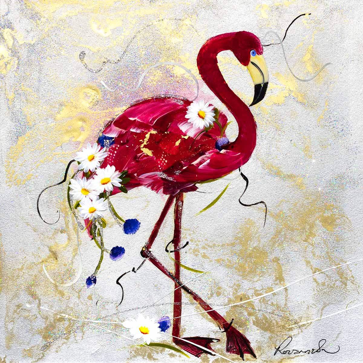 Ready to Flamingle - Original - SOLD by artist Rozanne Bell - Wyecliffe Galleries