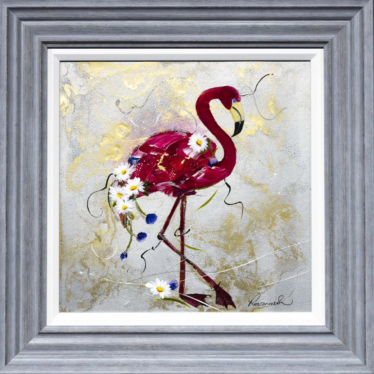 Ready to Flamingle - Original Rozanne Bell Framed